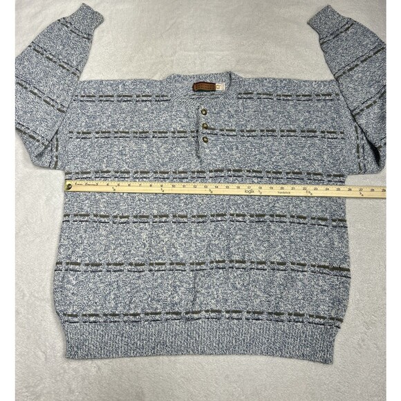 Vintage Northern Explorers Textured Knit Blue Henley Sweater Men's Size XL - Picture 6 of 9